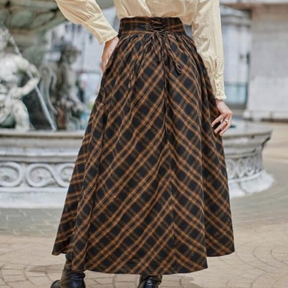 NWT Scarlet Darkness Plaid High Waist Maxi Skirt - Picture 2 of 8